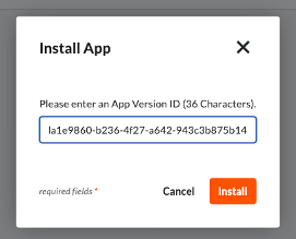 Install App enter version id screen