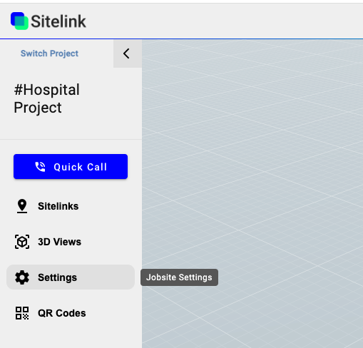 Jobsite settings button in sidebar 